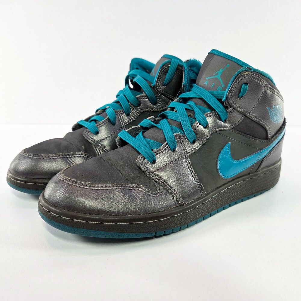 Nike Air Jordan 1 Mid GG Metallic Dark Grey Tropical Teal 5.5Y / 7W 555112-027